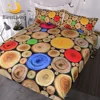 BlessLiving 3D Annual Ring Printed Bedding Set Five Colors Tree Rings Nature Textured Bed Set 3 Pcs Country Chic Duvet Cover 1