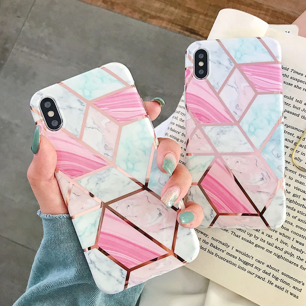Чехол для телефона iPhone XR XS MAX 7 8 Plus X 6 6S 11 Pro Max геометрический мраморный чехол IMD