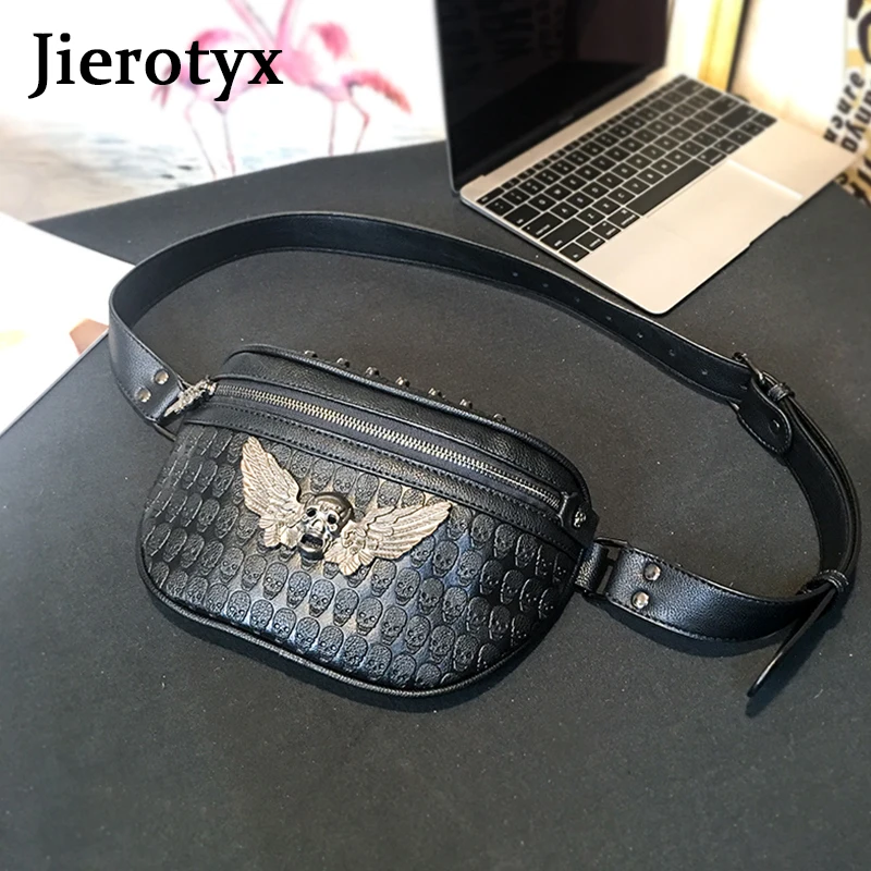 JIEROTYX/поясная сумка с принтом в виде черепа и крыльями Женская поясная стиле панк