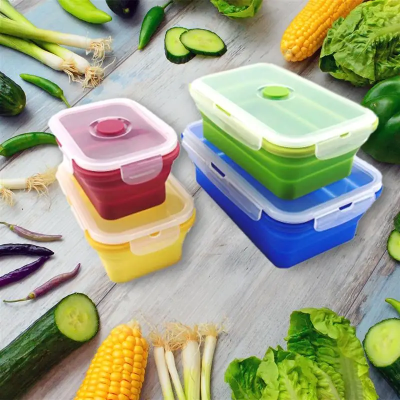 Квадратная силиконовая коробка для ленча контейнер хранения продуктов