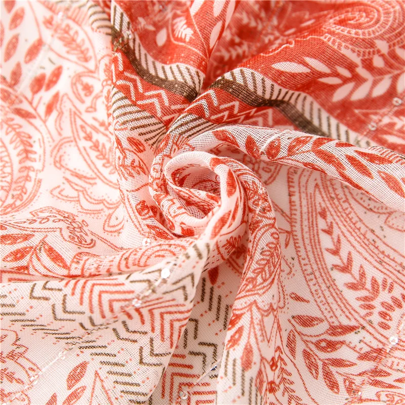 

Luxury Brand Spring Summer Women Cotton Linen Scarf Ms. Sequins yao guo hua Ethnic Sunscreen Shawl Print silk scarves pashmina