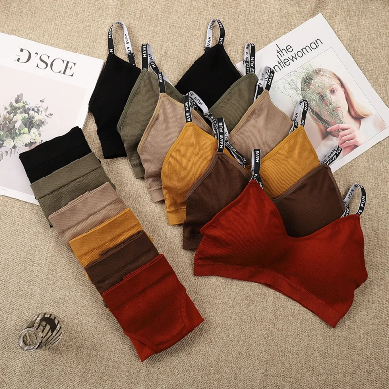 Регулируемый бюстгальтер на бретельках с английскими буквами и высокой талией