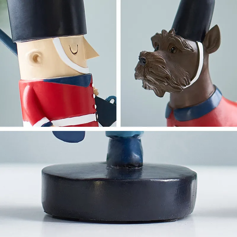 

[VIP] Nordic Soldier and Dog Cartoon Resin Ornaments Creative Desktop Home Decoration Living Room TV Cabinet Child Birthday Gift