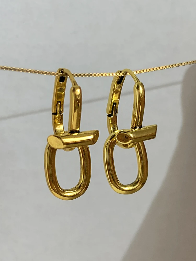 

Fashion Vintage Metal Color-blocking Chain Detachable Temperament Geometric Charm Dangle earring For Women Girls Jewelry Supp