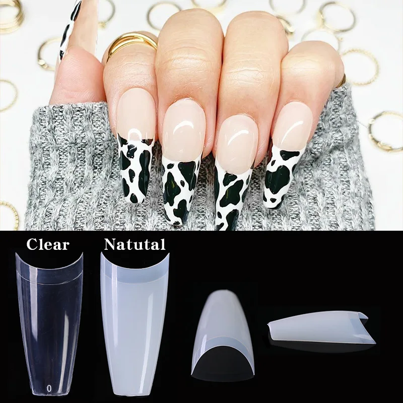 

500 Pcs/Box Natural Clear French Coffin False Nail Art Tips Acrylic UV Gel Nail Polish Fake Tips Manicure Accessories For Nails