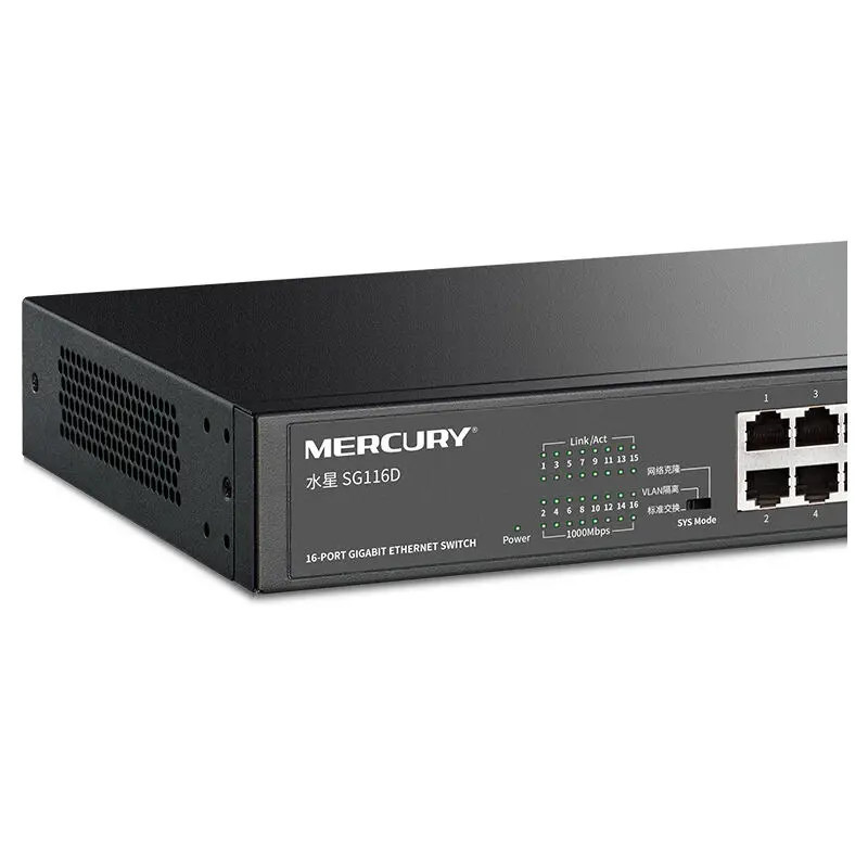 MERCURY SG116D 16 портов RJ45 гигабитный коммутатор 10/100/1000 Мбит/с сетевой Ethernet-коммутатор Настольный стальной переключатель в стойке