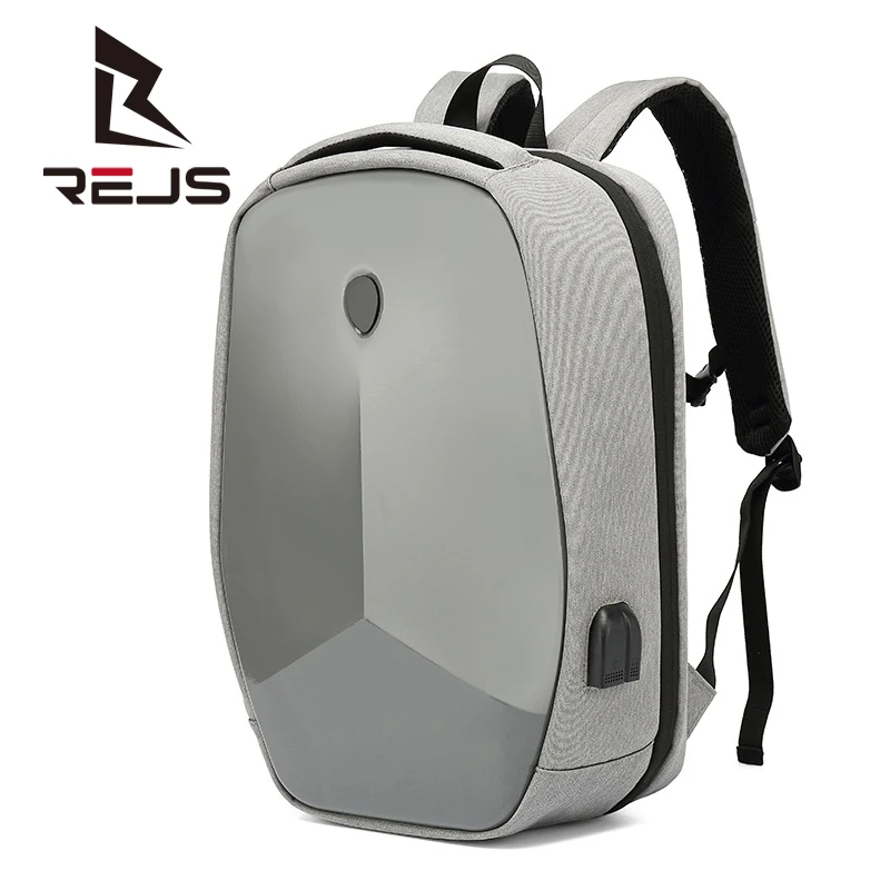 

REJS LANGT Fashion Alien Backpack Men 15.6 Inch Laptop School Backpacks with Charging Hard Shell Anti-Theft Travel Geometric Bag