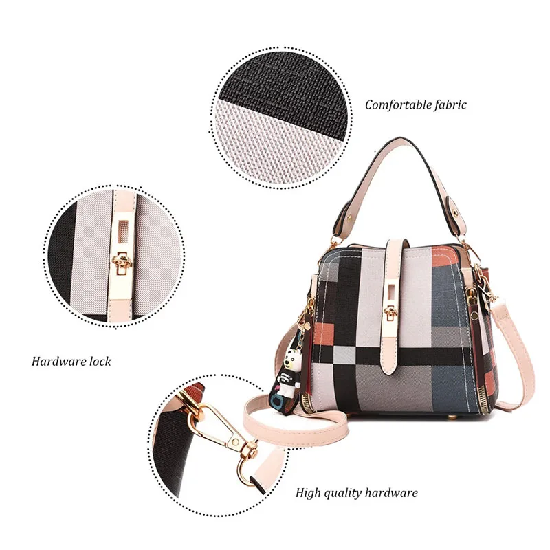 Женская сумка в клетку Ansloth повседневная через плечо женская PU кожаная ручная