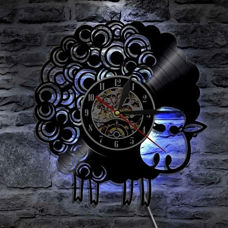 Светодиодные настенные часы виниловые с изображением овец украшение детской