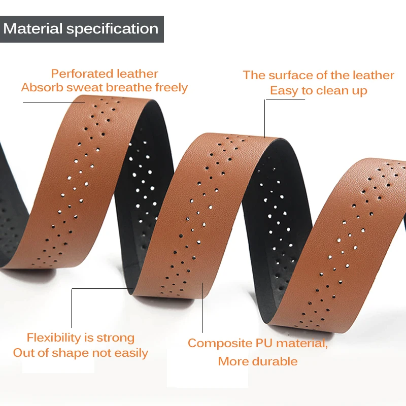 

Bicycle Handlebar Tape Road Bike PU Leather Perforated Belt Breathable Soft Bike Handlebar Tape MTB Fixed Gear Belt