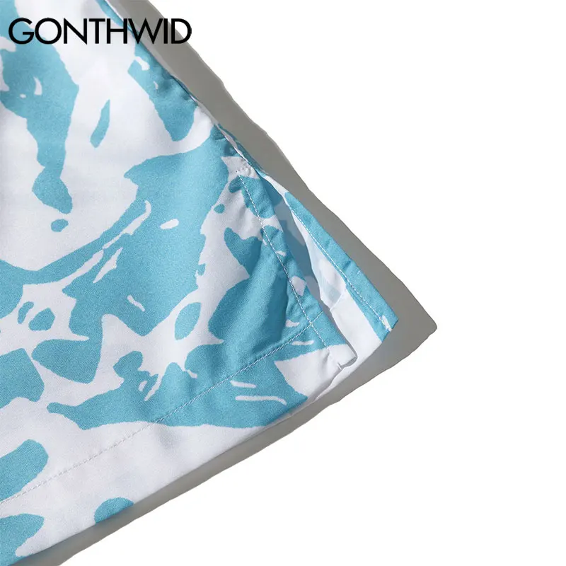 

GONTHWID Hawaiian Shirts Harajuku Cartoon Snow Mountain Shirt Hip Hop Holiday Tropical Fashion Aloha Party Mens Button Down Tops