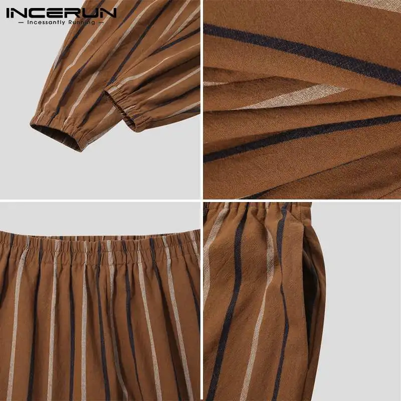 

INCERUN Men Trousers Striped Joggers Elastic Waist 2021 Cotton Loose Casual Harem Pants Vintage Streetwear Leisure Pantalon 7