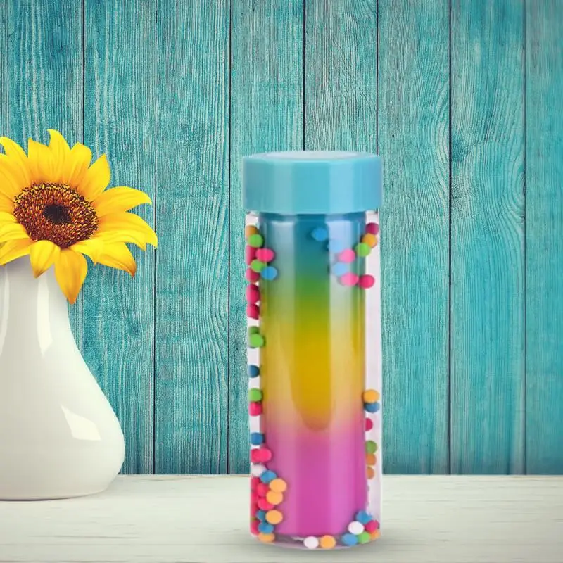 500ML Creative Gradient Color Plastic Cup Rainbow Double Layer Bottle Sealed And Leak-proof Outdoor Cute Straw Drinkware | Дом и сад