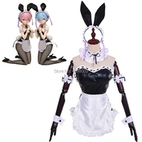 re life in a different world from zero cosplay costume lolita rem ram apron maid uniform bunny girl sexy erotic jumpsuit