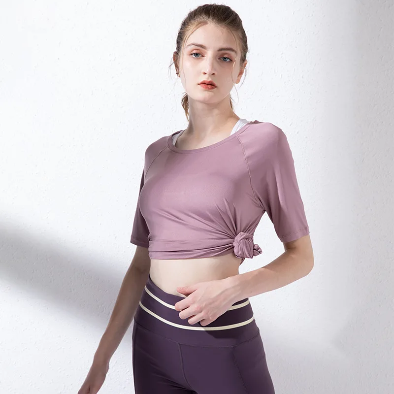 Wmuncc фитнес тренажерный зал Йога Топ Женская футболка для тренировок спортивная