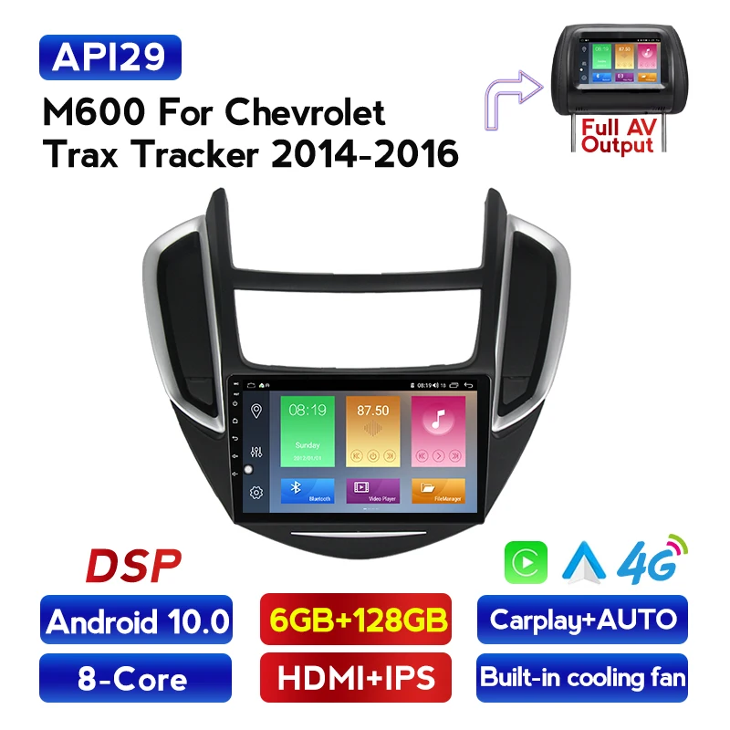 NaviFly Android 10 Восьмиядерный 4 Гб ОЗУ 64 ПЗУ для Chevrolet Trax Tracker 2014 2016 автомобильный