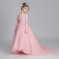 kids first communion princess mermaid dress girls wedding dresses long elegant party ball gowns children prom pink tulle frocks