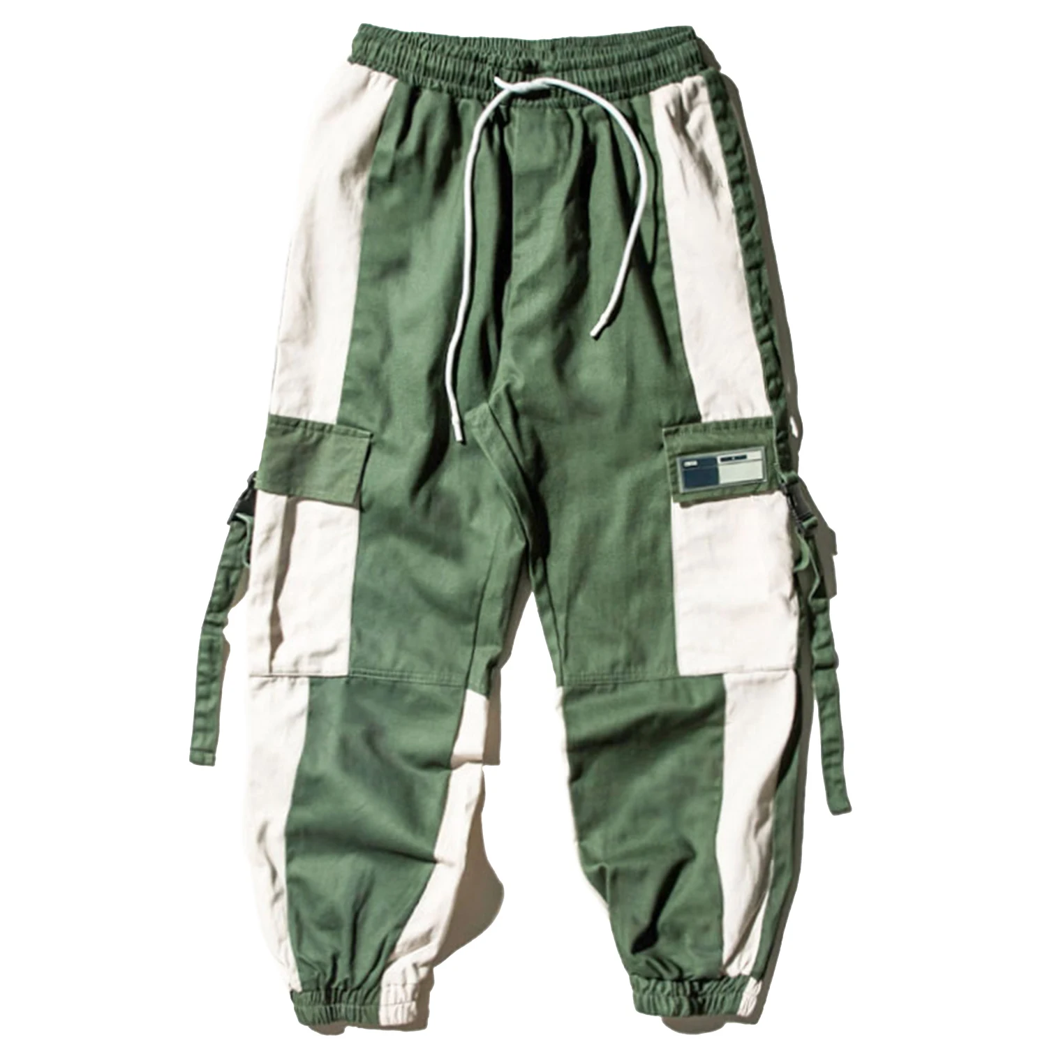 Мужские брюки-шаровары в стиле Харадзюку с цветными блоками карманами пэчворк