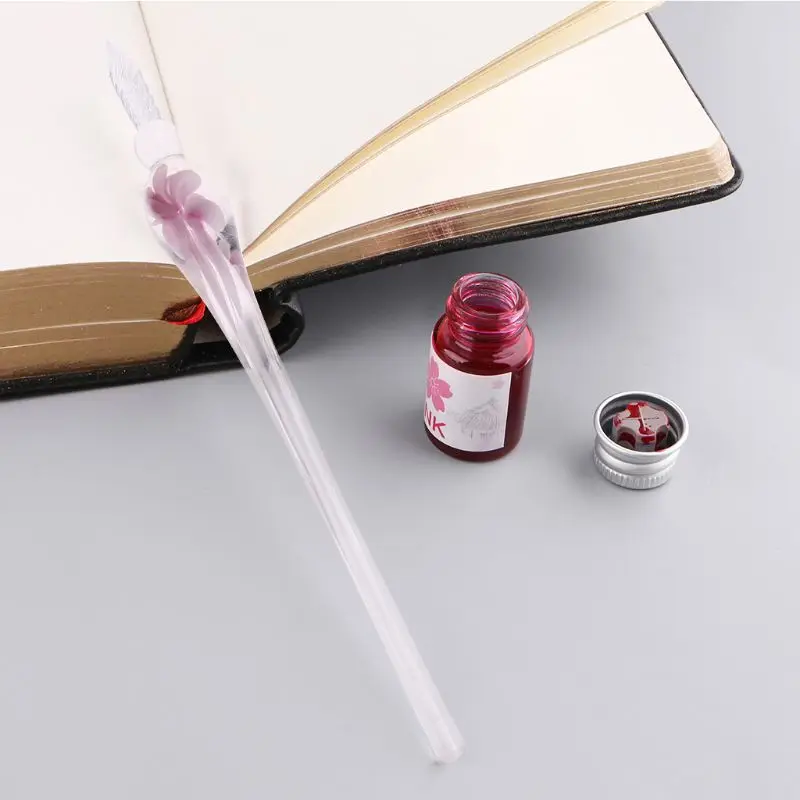 

13Pcs/Set Cherry Blossom Rain Bottled Dip Glass Pen Ink With Fountain Dip Writing Signature Pen Art Supplies Gifts 4X7E
