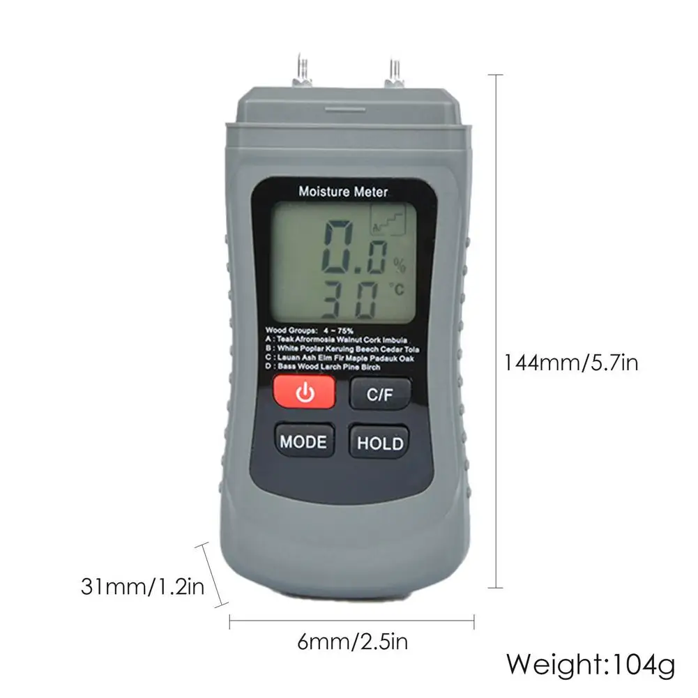 

Moisture Tester Digital Display Automatic Shutdown High-resistant Hygrometer Battery Wood Meter Moisture Content Test Universal