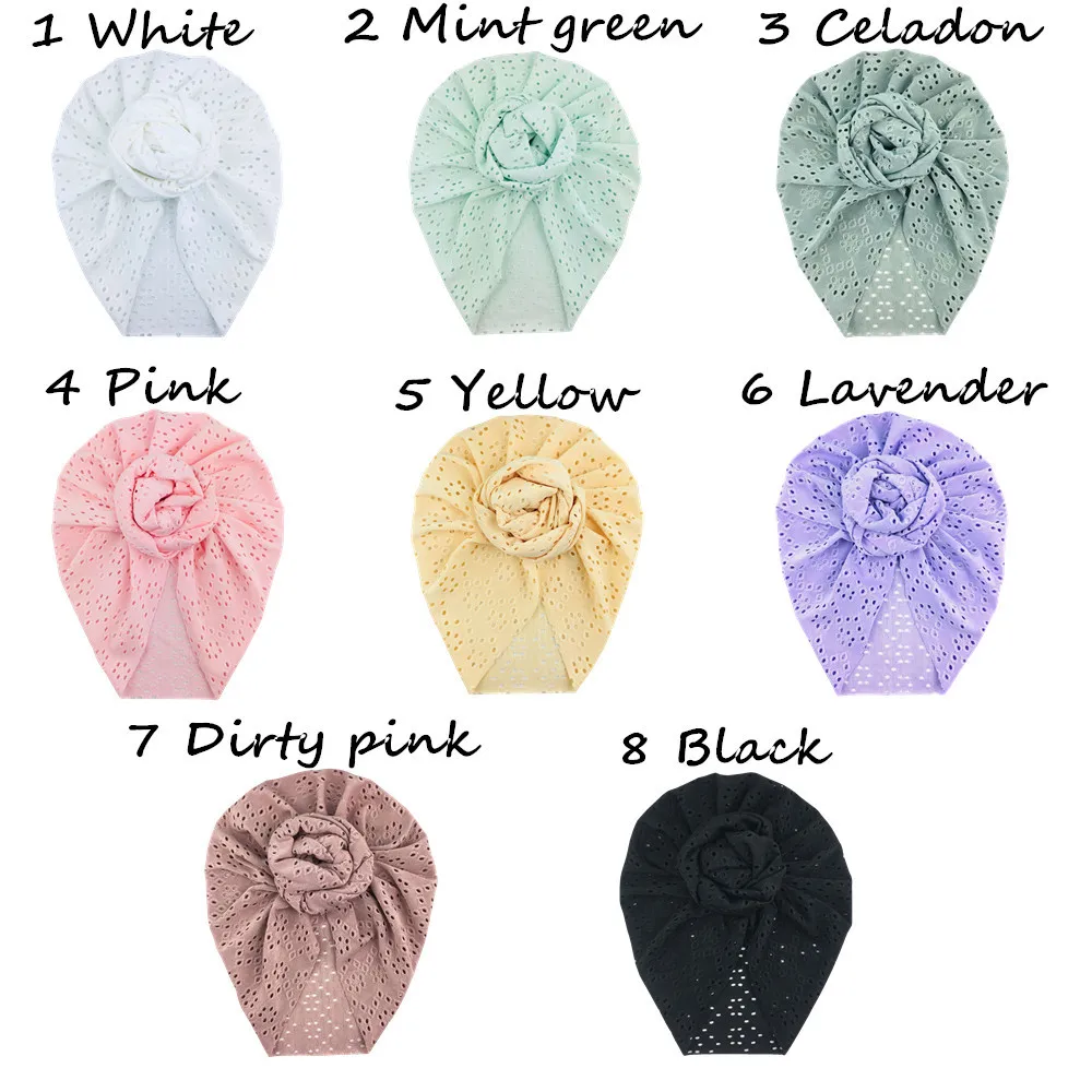 16 шт./Лот модные летние детские шапки-тюрбаны с люверсами шапки для новорожденных