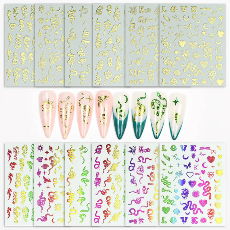 

Chinese Style Fashion Nail Art Sticker Decals Punk Dragon Snake Holographic Nail Wraps Foil Sticker For Manicure Sticker Decals