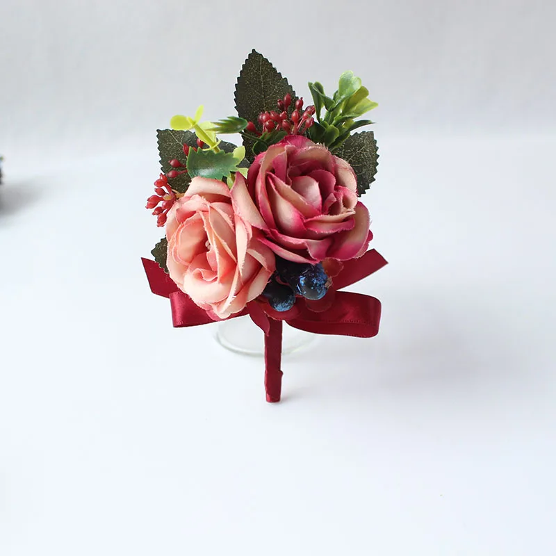 Corsage-G Йо Чо искусственный цветок для свадьбы жениха бутоньерка Buttonhole белый синий шелк цветы браслет из цветов подружки невесты Свадьба булавка - Цвет: Corsage-G