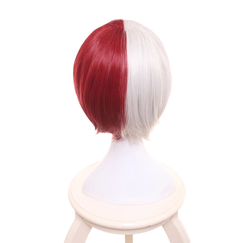 My Hero Academia Shoto Todoroki Cosplay Wig Short Red White Ear Hairpins Boku No Hair + Free Cap Woman Man | Тематическая одежда и