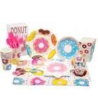 Милые десерт пончики для приготовления попкорна коробка счастливая посуда для вечеринки в честь Дня рождения комплект Свадебные украшения одноразовые подарки коробка партия поддерживает поставки