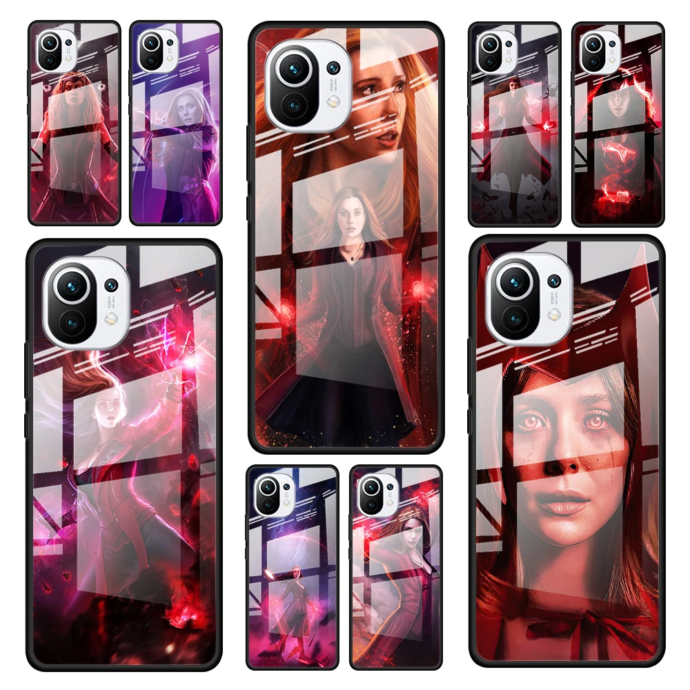 

Scarlet Witch Marvel for Xiaomi Mi 11 Ultra Lite 10T Note 10 9T Pro CC9 CC9E 5G Luxury Tempered Glass Phone Case Cover