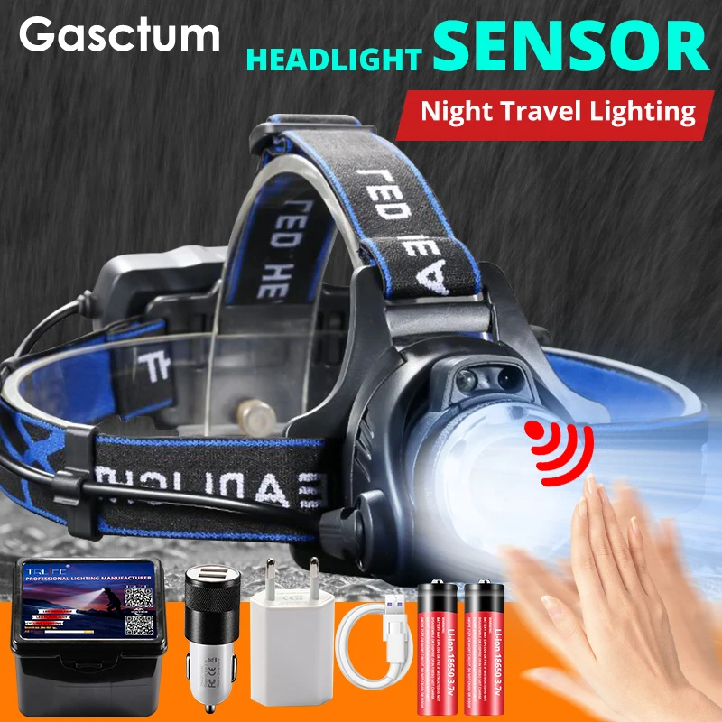 

LED Headlamp Super Bright Inductive Sensor Headlight T6/L2 Waterproof Zoomable USB Rechargeable Camping 18650 Battery Flashlight