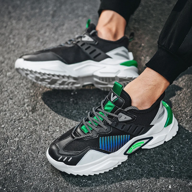 

Korean Version Men's Running Shoes Explosion Daddy Shoes Microfiber Breathable Flying Woven Height Increasing Shoes Tide Shoes