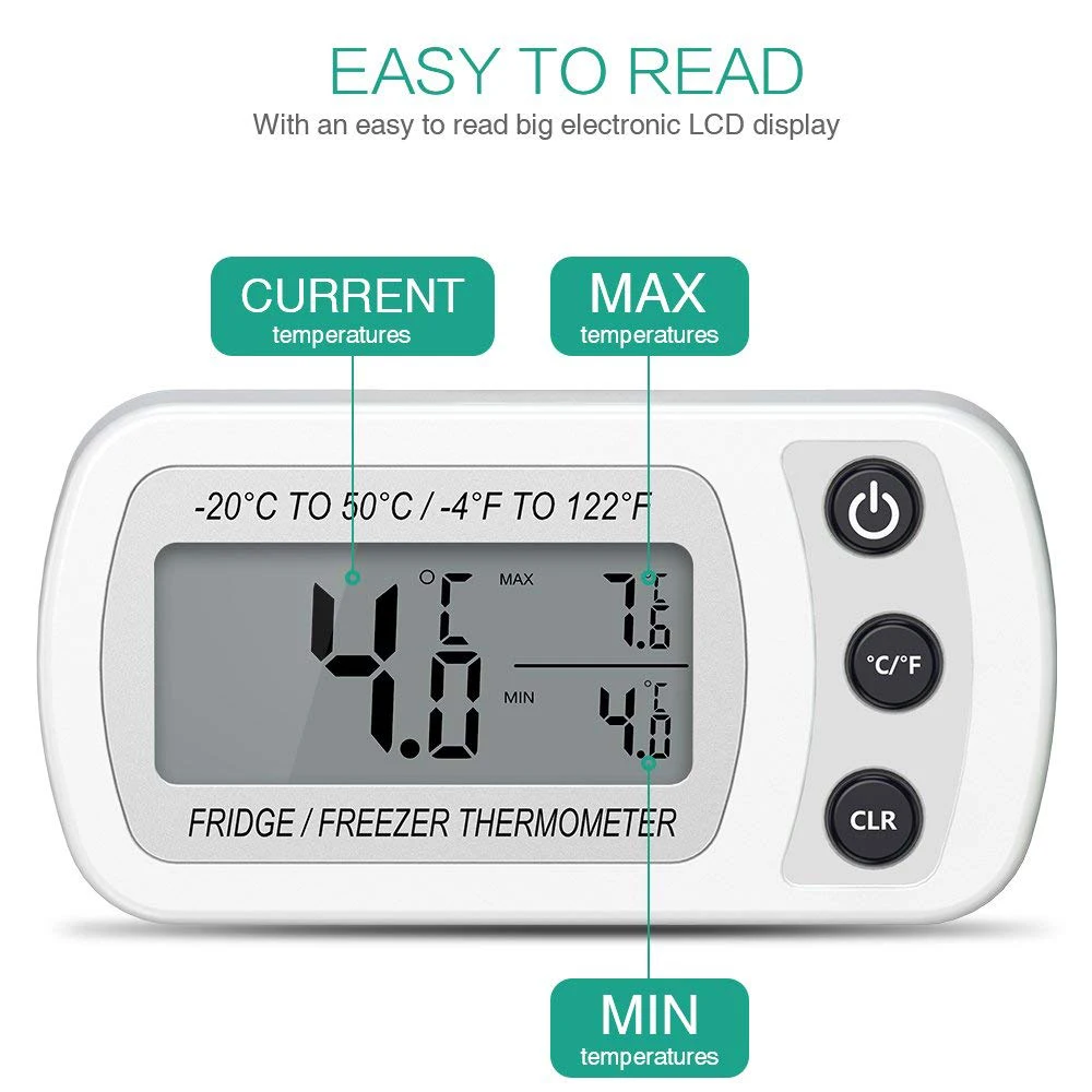 

Digital Waterproof Thermometer LCD Digital Screen Precision Fridge Freezer With Multiple Adjustable Stand