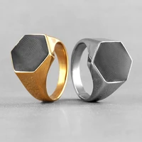 hexagon rhombus luxury trendy simple stainless steel mens rings for male boyfriend biker jewelry creativity gift wholesale