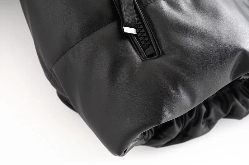 Модные черные парки из искусственной кожи женская зимняя куртка уличная одежда