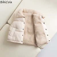 toddler boy baby girl autumn and winter warm vest fleece jacket button cardigan fashion lapel coat children clothes