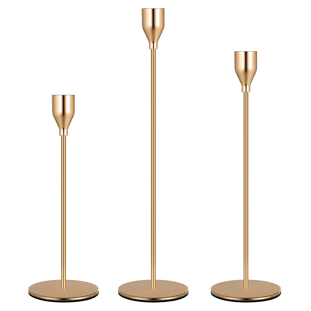 

3Pcs/Set Chinese Style Metal Candle Holders Simple Golden Wedding Decoration Bar Party Living Room Decor Home Decor Candlestick