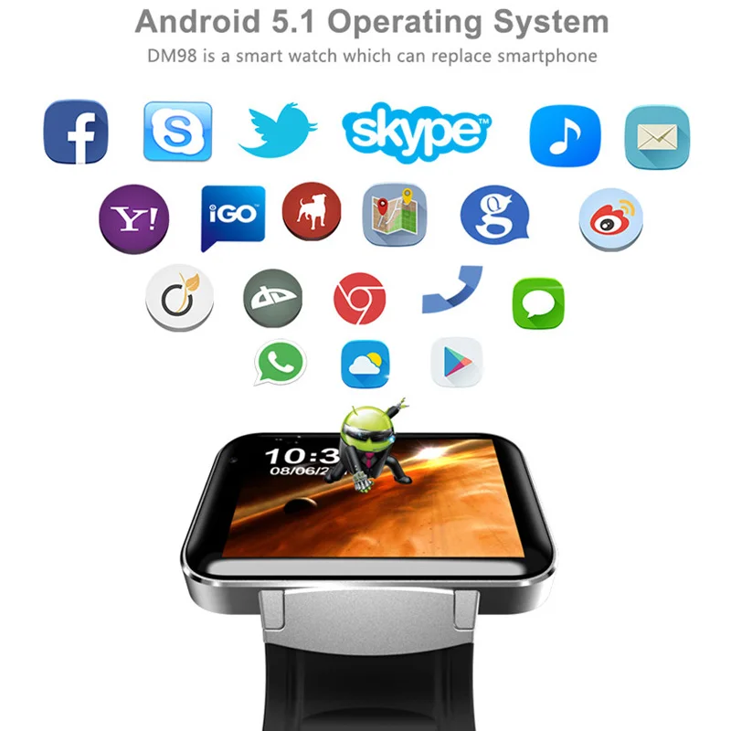 GIAUSA DM98 умные часы Android часы с камерой музыкальный плеер Видеозвонок Bluetooth gps Wi-Fi SIM карты наручные часы сотовый телефон
