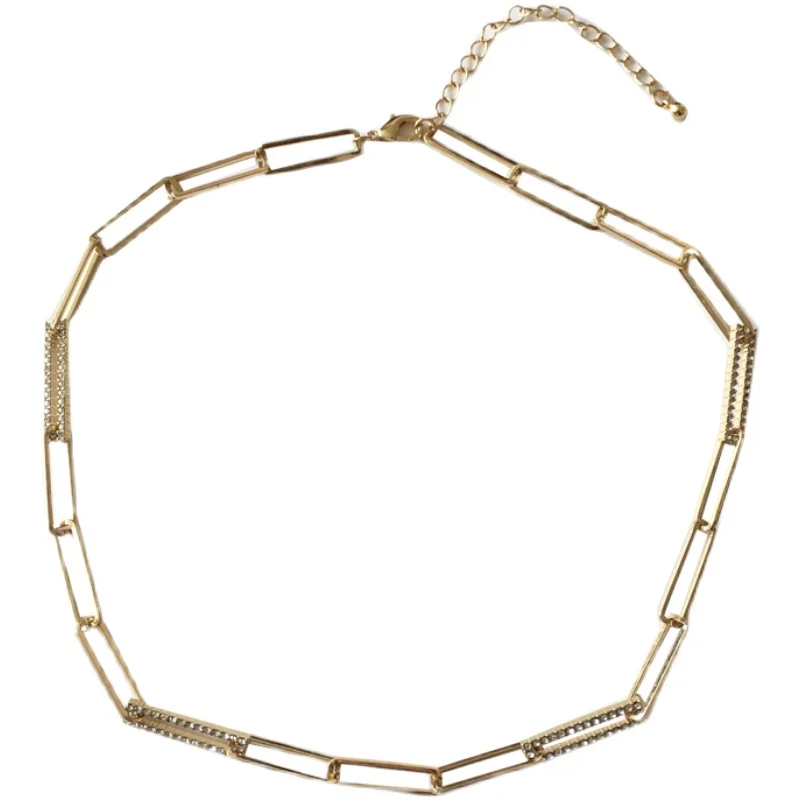 

Bilandi Modern Jewelry Metal Choker Necklace Popular Design High Quality Crystal Fashion Golden Chain Necklace For Women Gifts