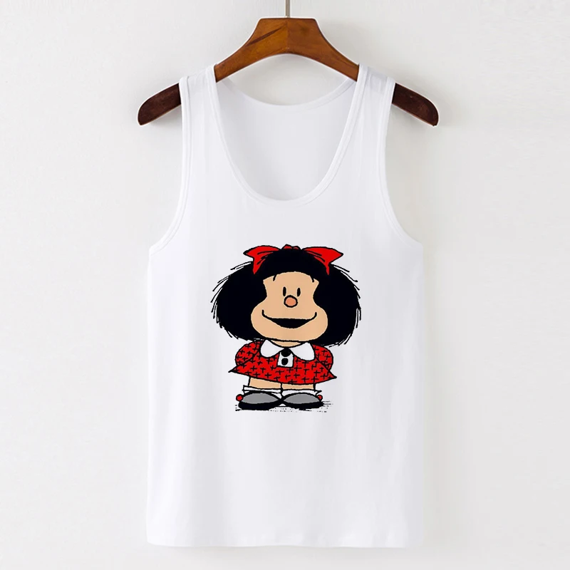 

Camis Tank Tops Sexy Vest Top Cute Kawaii Mafalda Print Women Summer Sleeveless Harajuku Streetwear Loose Female T-Shirt Tee
