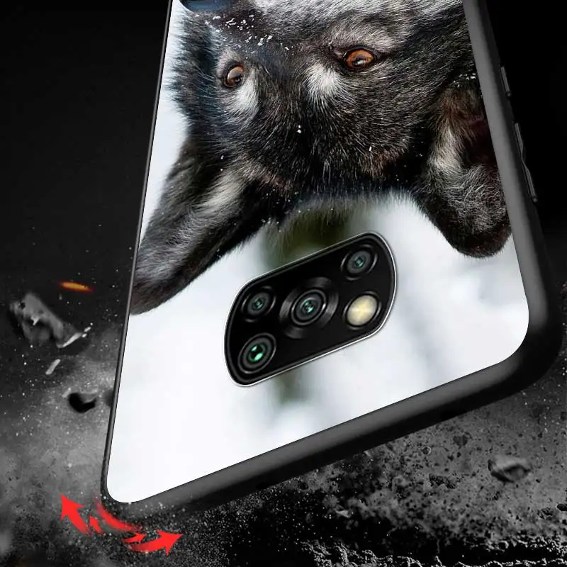 

Fashion Black Wolf For Xiaomi Redmi K30 K30S Mi 10T Lite Pro Poco X3 NFC X2 M3 M2 F2 Pro C3 F1 Soft Black Phone Case