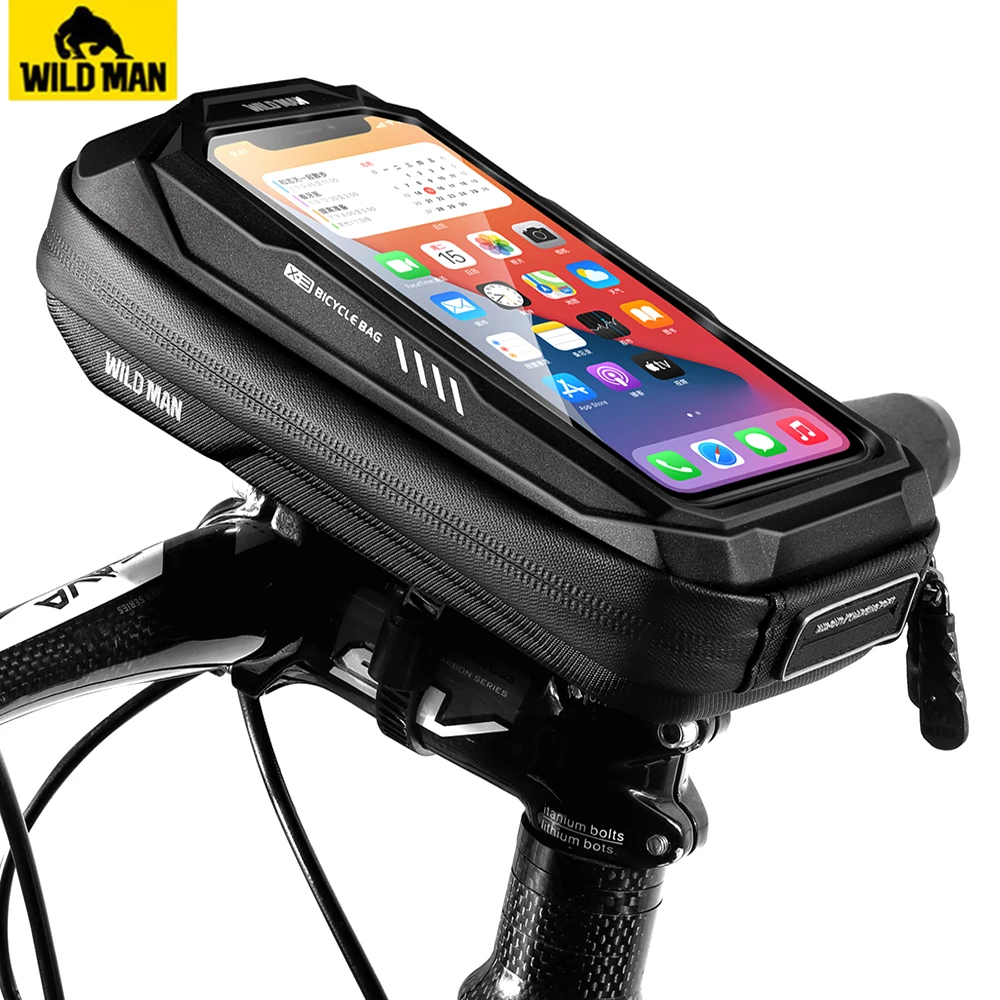 wild man rainproof bicycle front top tube bag touch screen cycling phone bag bike bag 6 7 inch phone case bicycle accessories free global shipping