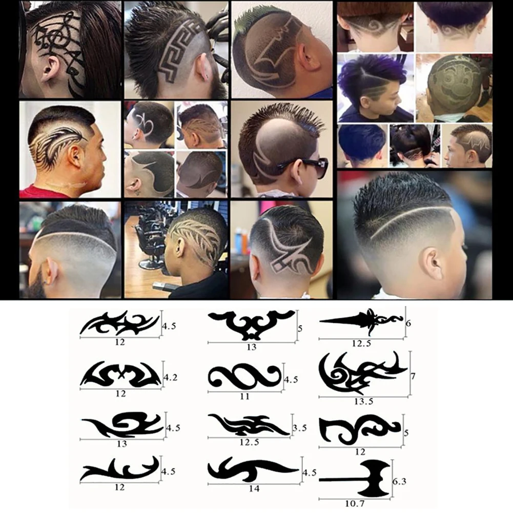 16Pcs/Pack Hair Styling Tattoo Template Stencil Model Trimmer Salon 16 Pcs DIY Hairdressing | Красота и здоровье