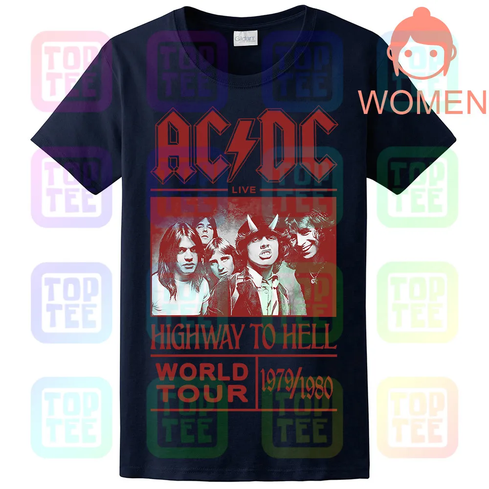 WOMEN-NAVY AC/DC Футболка Highway To Hell World Tour 1979/1980 все размеры официальный логотип - Цвет: WOMEN-NAVY
