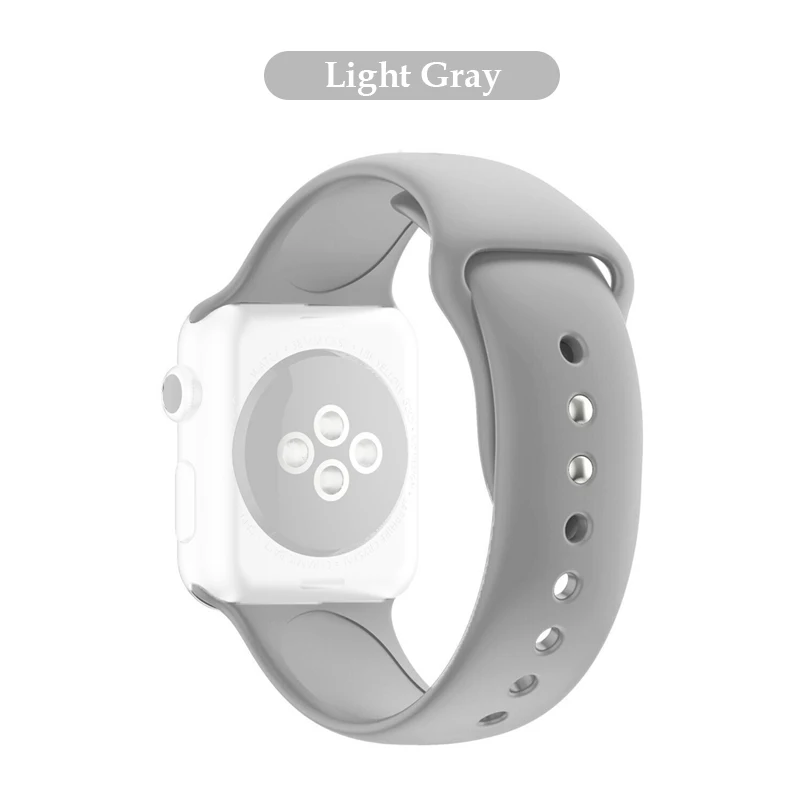 Light Gray Силиконовый сменный спортивный ремешок 38 мм 40 мм для Apple Watch Series 1 2 3 4 42 мм 44 мм ремешок на запястье для iWatch Sport Edition - Цвет: Light Gray