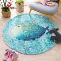 bubble kiss cartoon fluffy round carpets for living room thicker lambs wool blue fish pattern bedroom rug kids room play mat