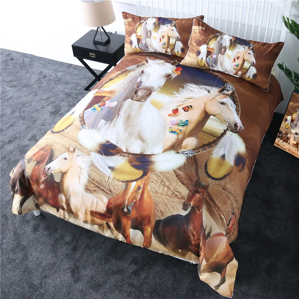 Постельные принадлежности Outlet Horses Постельный набор 3D Dusty Lightning принтованный пододеяльник двойной для взрослых покрывало для кровати фотография постельное белье 3 шт