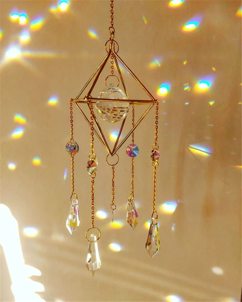 

Sun catcher/ Crystal suncatcher/ hanging crystal/ Aurora suncatcher/ crystal prism/ Rainbow maker/ Boho decor/ Holiday Witchy