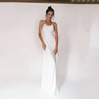 UZN простой сатин свадебное платье с глубоким вырезом спагетти на бретельках свадебные платья недорогие платья невесты без рукавов на заказ