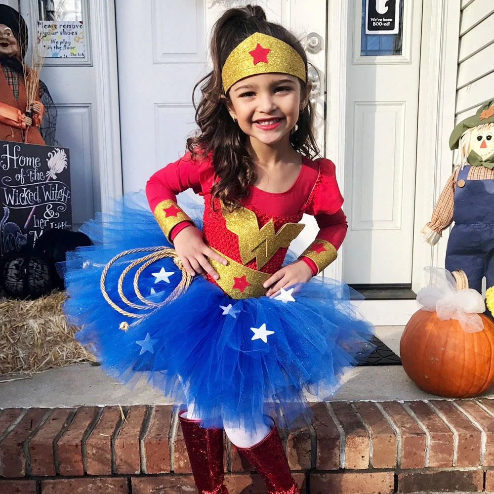 

Girl Dress Cosplay Dawn Of Justice Dress for girls Children Kids Superhero Cosplay Halloween Party dress Costume For 2-12-Years